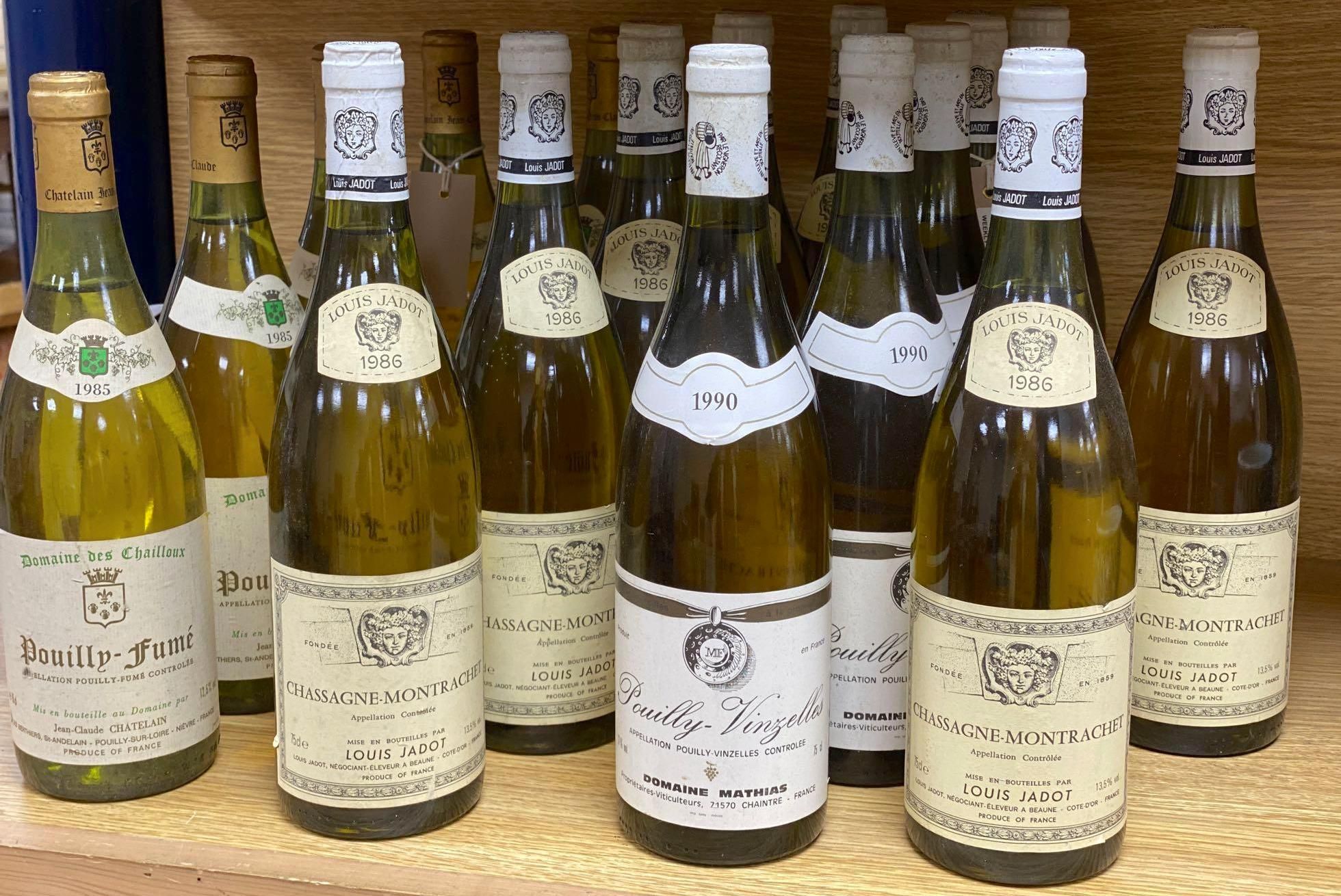 Mixed white wines, including Domaine des Chailloux Pouilly-Fume, 1985, Jean-Claude Chatelain (5 bottles),